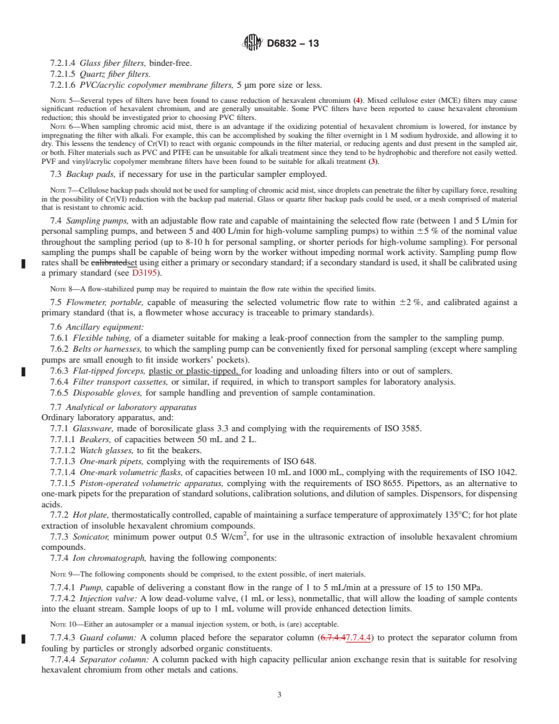 REDLINE ASTM D6832-13 - Standard Test Method for  the Determination of Hexavalent Chromium in Workplace Air by  Ion Chromatography and Spectrophotometric Measurement Using 1,5-diphenylcarbazide