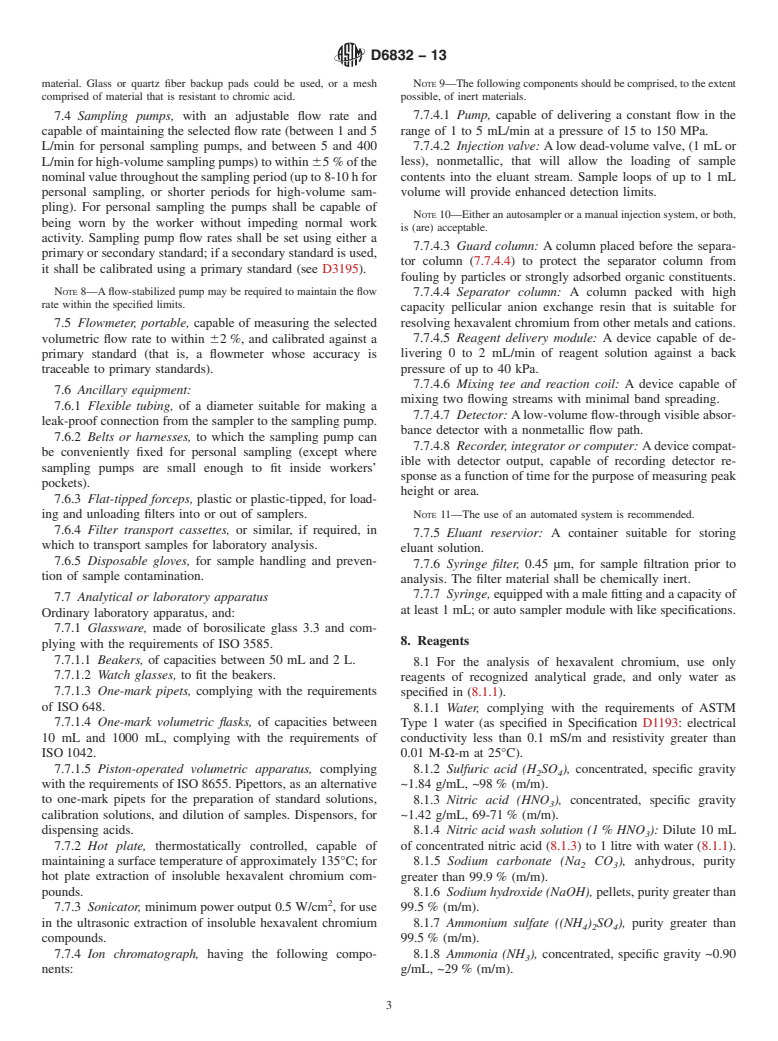 ASTM D6832-13 - Standard Test Method for  the Determination of Hexavalent Chromium in Workplace Air by  Ion Chromatography and Spectrophotometric Measurement Using 1,5-diphenylcarbazide