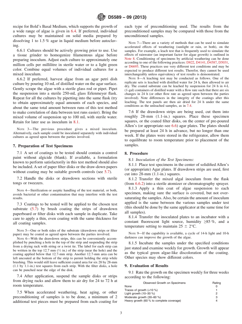 ASTM D5589-09(2013) - Standard Test Method for Determining the Resistance of Paint Films and Related Coatings  to Algal Defacement