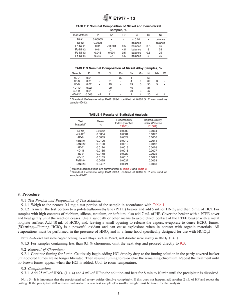 REDLINE ASTM E1917-13 - Standard Test Method for  Determination of Phosphorus in Nickel, Ferronickel, and Nickel  Alloys by Phosphovanadomolybdate Spectrophotometry