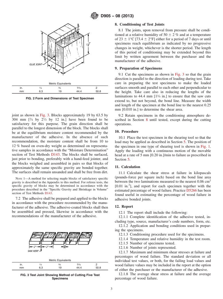 ASTM D905-08(2013) - Standard Test Method for Strength Properties of Adhesive Bonds in Shear by Compression  Loading