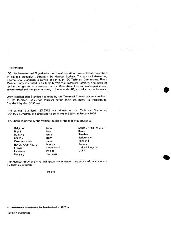 ISO 3342:1975 ISO 3342:1975 - Textile glass -- Determination of tensile breaking force of mats - Page 2 preview