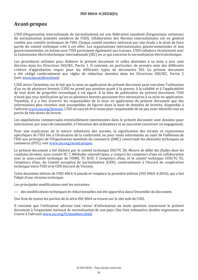 ISO 4064-4:2024 ISO 4064-4:2024 - Compteurs d'eau potable froide et d'eau chaude — Partie 4: Exigences non métrologiques non couvertes par l'ISO 4064-1
Released:12/19/2024 - Page 4 preview