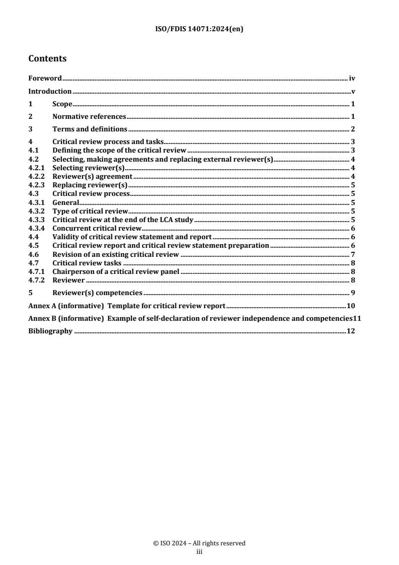 REDLINE ISO/FDIS 14071 - Environmental management — Life cycle assessment — Critical review processes and reviewer competencies
Released:7/8/2024