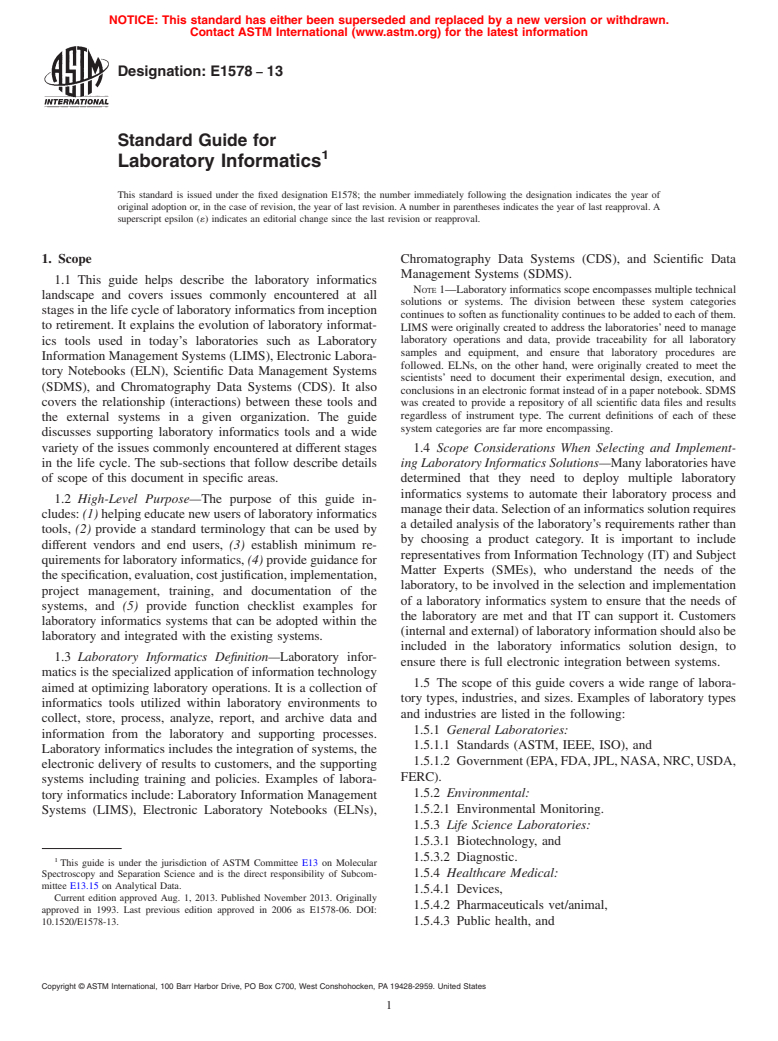 ASTM E1578-13 - Standard Guide for  Laboratory Informatics