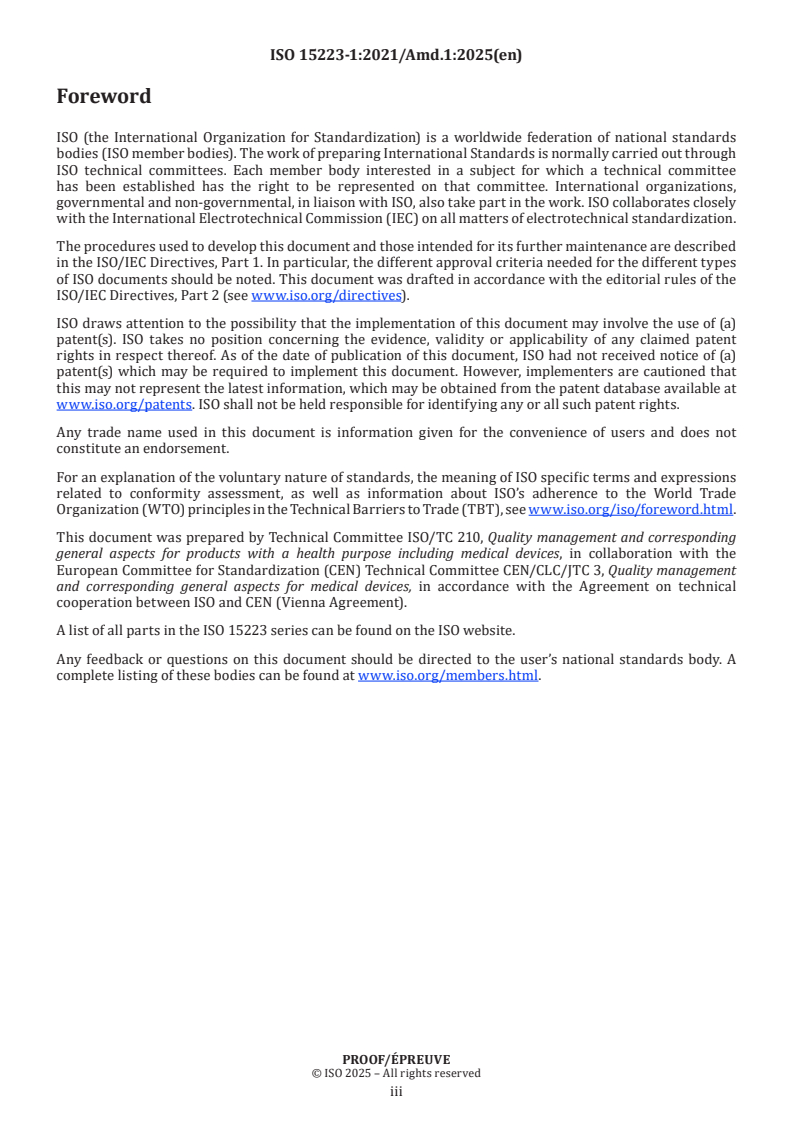 ISO 15223-1:2021/PRF Amd 1 - Medical devices — Symbols to be used with information to be supplied by the manufacturer — Part 1: General requirements — Amendment 1: Addition of defined term for authorized representative and modified EC REP symbol to not be country or region specific
Released:10. 01. 2025