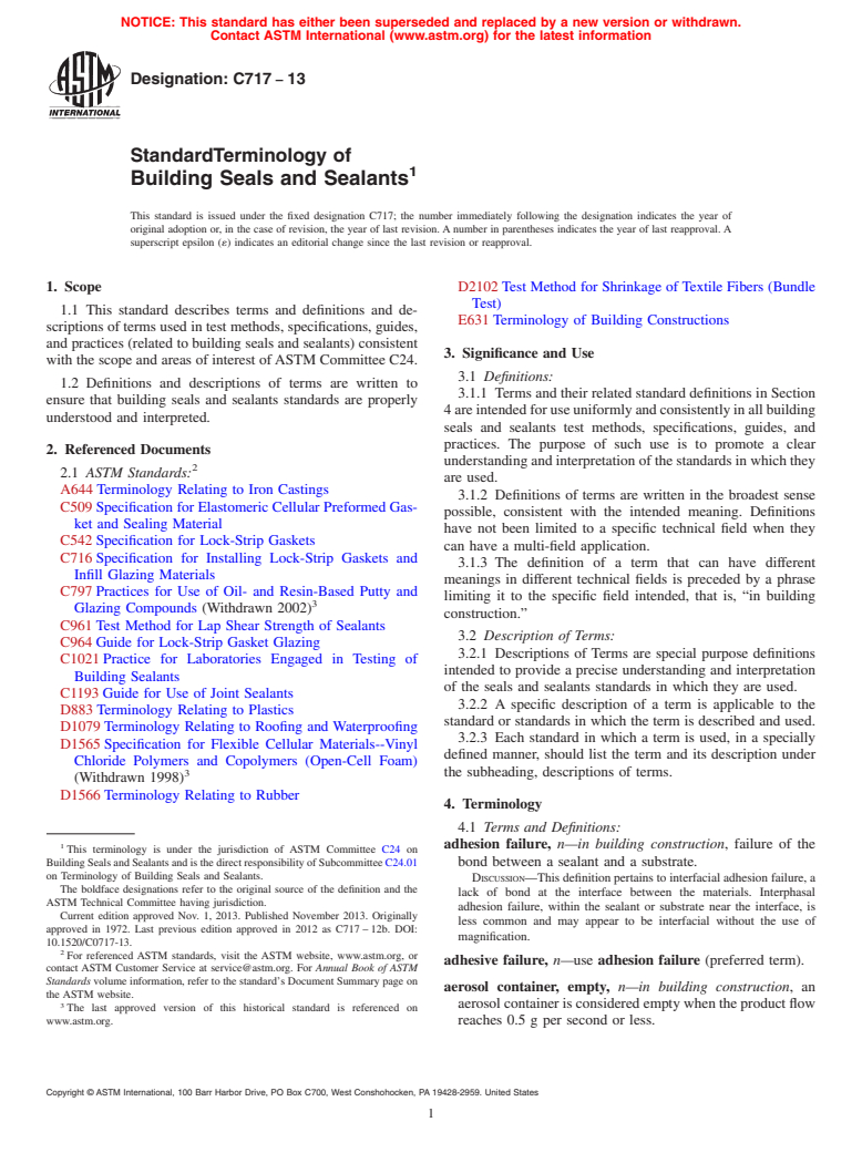 ASTM C717-13 - Standard Terminology of  Building Seals and Sealants