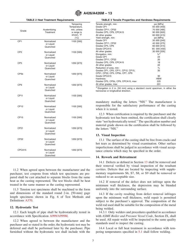 ASTM A426/A426M-13 - Standard Specification for  Centrifugally Cast Ferritic Alloy Steel Pipe for High-Temperature   Service