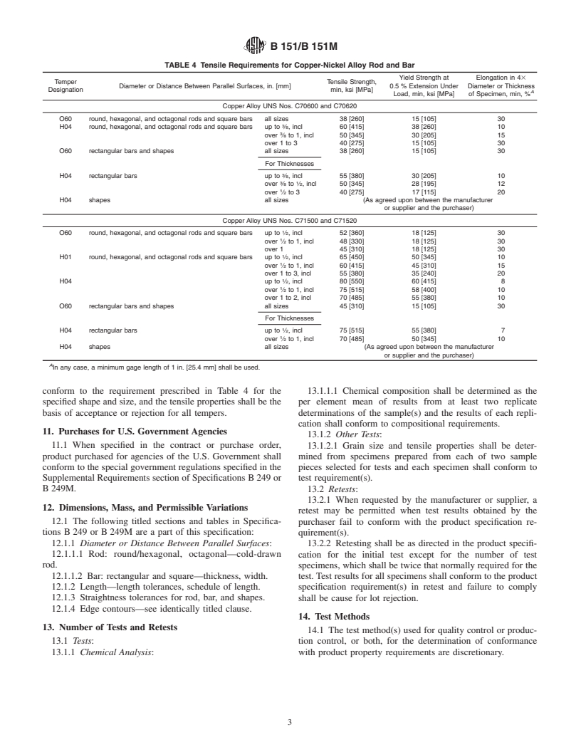 ASTM B151/B151M-00 - Standard Specification for Copper-Nickel-Zinc Alloy (Nickel Silver) and Copper-Nickel Rod and Bar