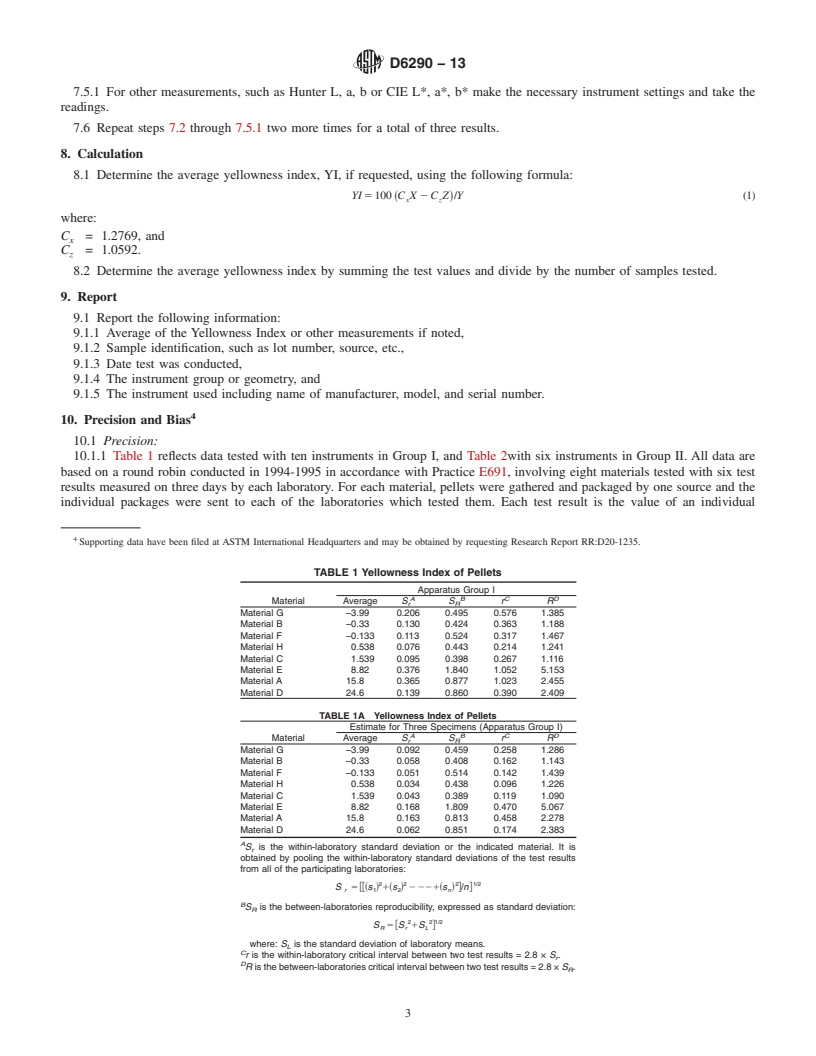 REDLINE ASTM D6290-13 - Standard Test Method for  Color Determination of Plastic Pellets