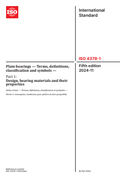 ISO 4378-1:2024 - Plain bearings — Terms, definitions, classification and symbols — Part 1: Design, bearing materials and their properties
Released:11/28/2024 - Page 1 preview