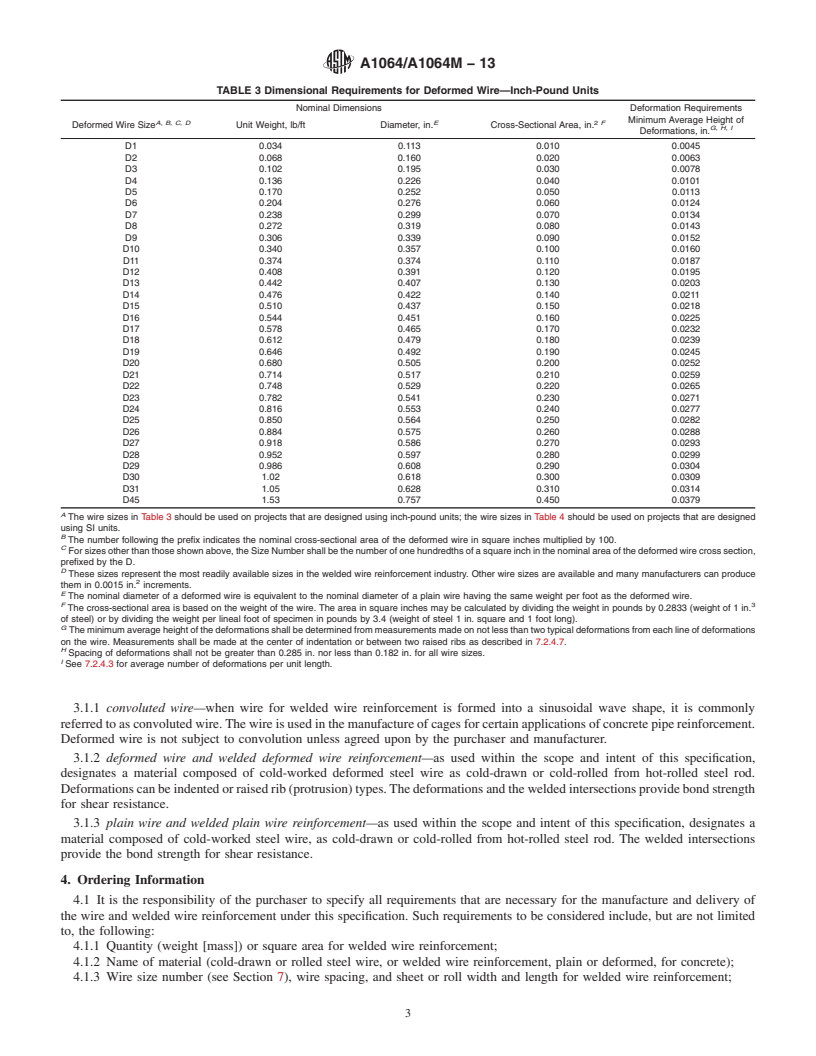 REDLINE ASTM A1064/A1064M-13 - Standard Specification for  Carbon-Steel Wire and Welded Wire Reinforcement, Plain and  Deformed, for Concrete