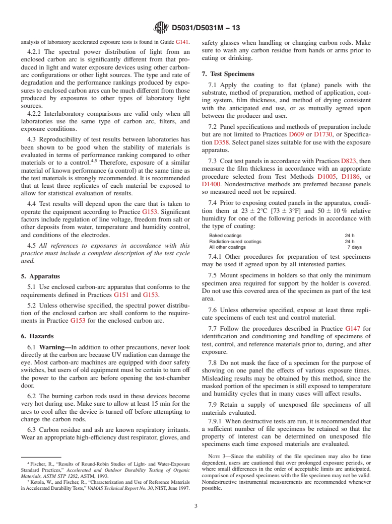 ASTM D5031/D5031M-13 - Standard Practice for Enclosed Carbon-Arc Exposure Tests of Paint and Related Coatings