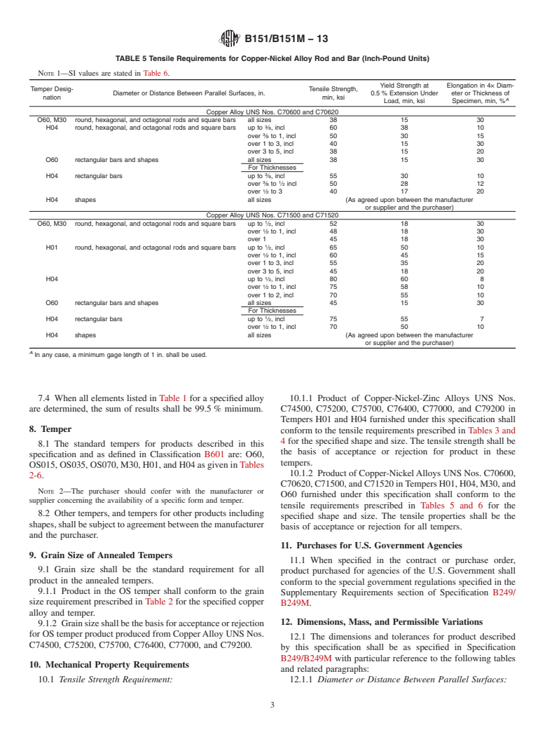 ASTM B151/B151M-13 - Standard Specification for  Copper-Nickel-Zinc Alloy (Nickel Silver) and Copper-Nickel  Rod and Bar