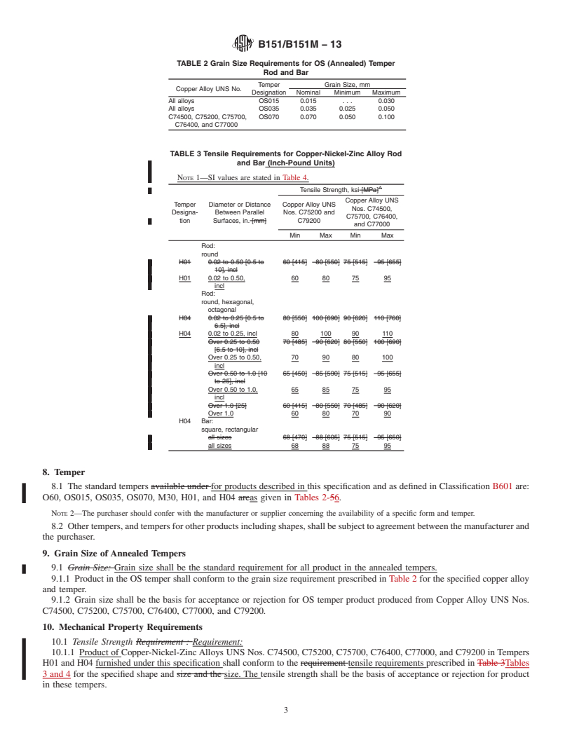 REDLINE ASTM B151/B151M-13 - Standard Specification for  Copper-Nickel-Zinc Alloy (Nickel Silver) and Copper-Nickel  Rod and Bar