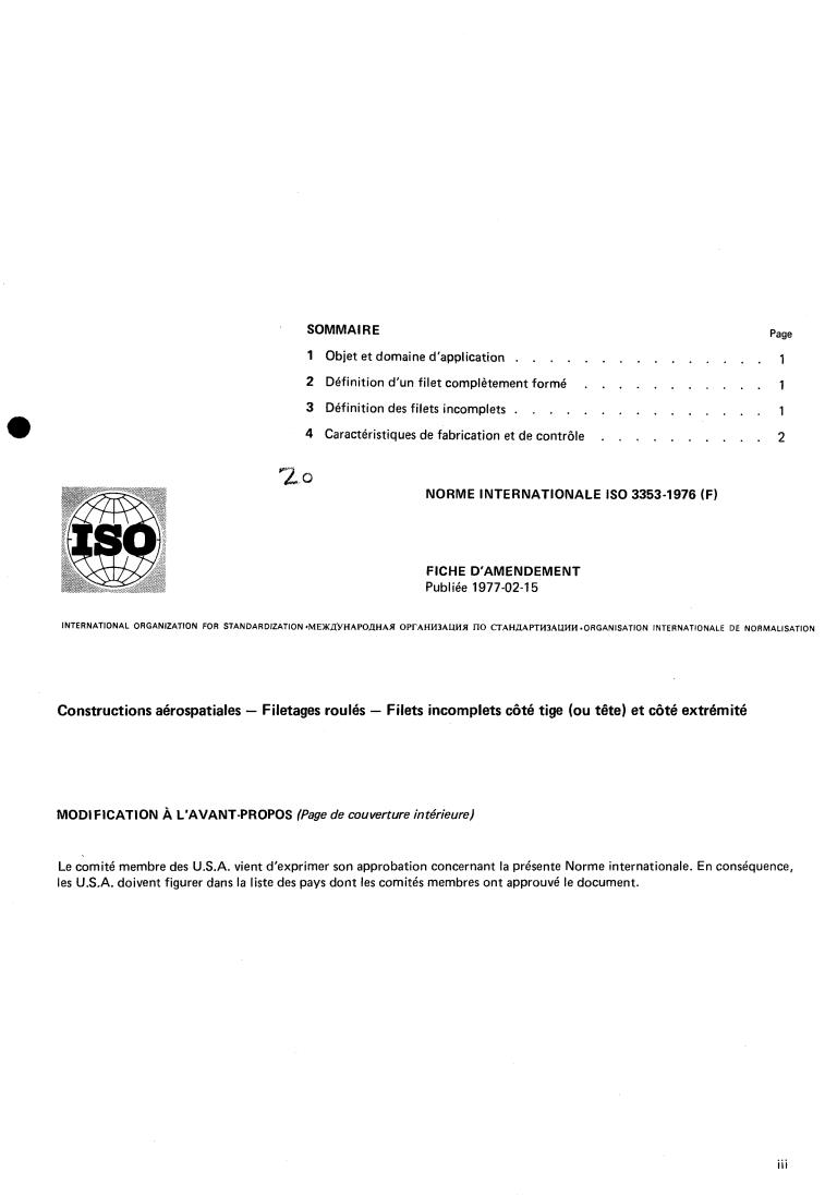 ISO 3353:1976 - Aerospace construction — Rolled threads — Runout and lead threads
Released:10/1/1976
