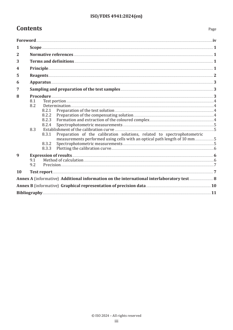 ISO/FDIS 4941 - Steel and iron — Determination of molybdenum content — Thiocyanate spectrophotometric method
Released:25. 04. 2024