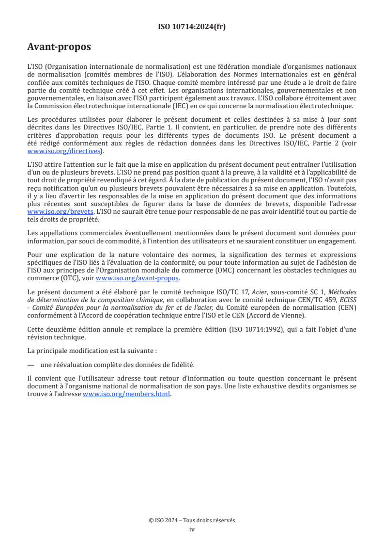 ISO 10714:2024 ISO 10714:2024 - Aciers et fontes — Détermination des teneurs en phosphore — Méthode spectrophotométrique au phosphomolybdovanadate
Released:19. 07. 2024 - Page 4 preview