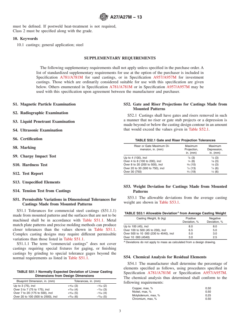 ASTM A27/A27M-13 - Standard Specification for Steel Castings, Carbon, for General Application