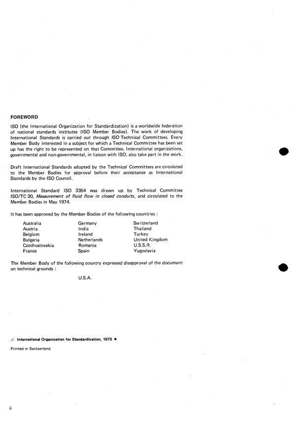 ISO 3354:1975 ISO 3354:1975 - Measurement of clean water flow in closed conduits -- Velocity-area method using current-meters - Page 2 preview