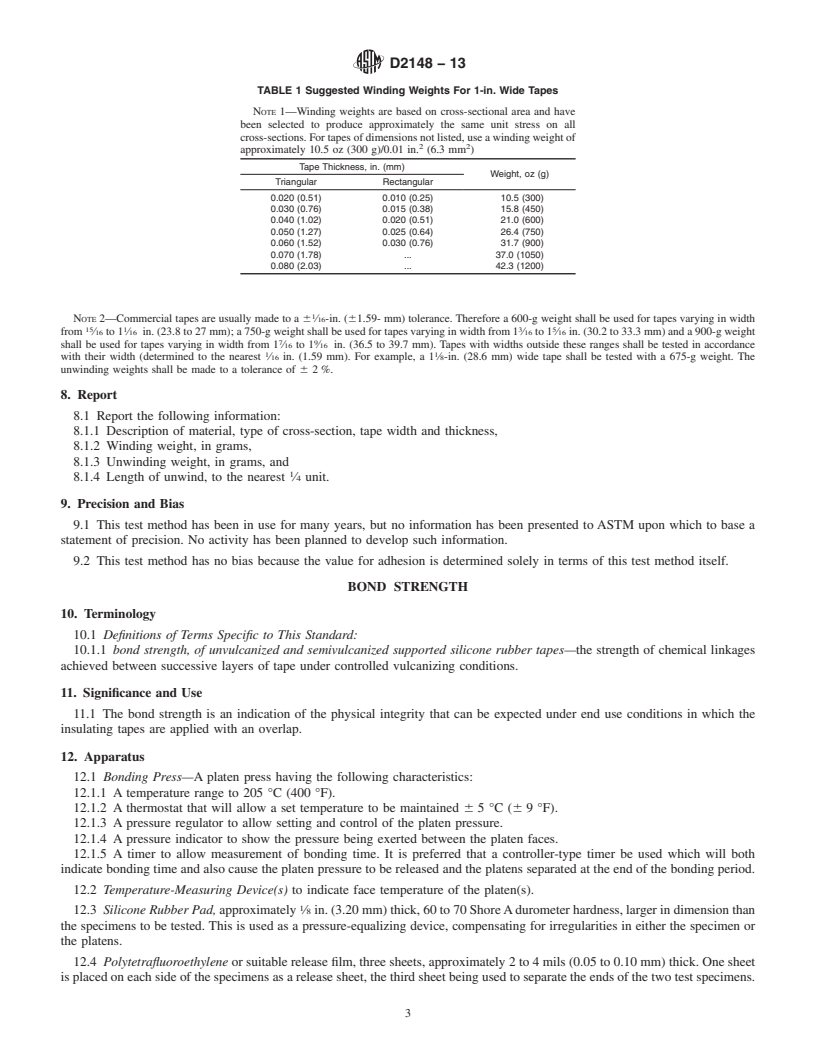 REDLINE ASTM D2148-13 - Standard Test Methods for Bondable Silicone Rubber Tapes Used for Electrical Insulation