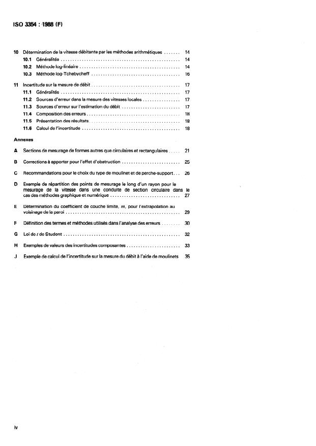 ISO 3354:1988 ISO 3354:1988 - Mesure de débit d'eau propre dans les conduites fermées -- Méthode d'exploration du champ des vitesses dans les conduites en charge et dans le cas d'un écoulement régulier, au moyen de moulinets - Page 4 preview