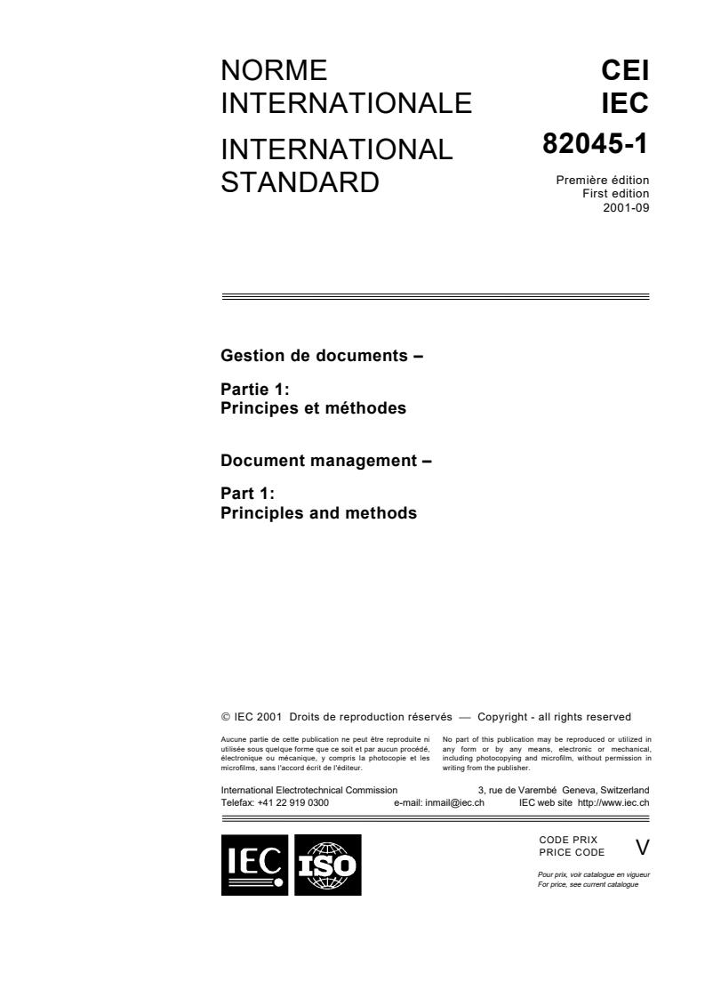 IEC 82045-1:2001 - Document management - Part 1: Principles and methods