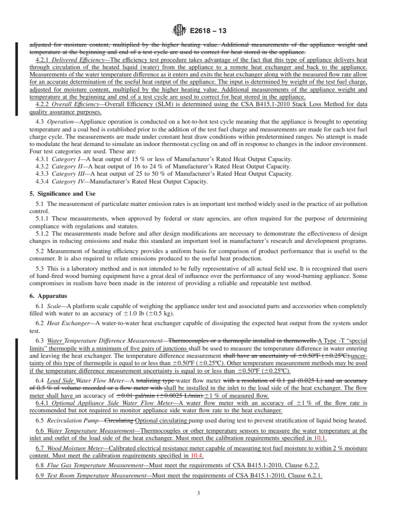 REDLINE ASTM E2618-13 - Standard Test Method for  Measurement of Particulate Emissions and Heating Efficiency  of Solid Fuel-Fired Hydronic Heating Appliances