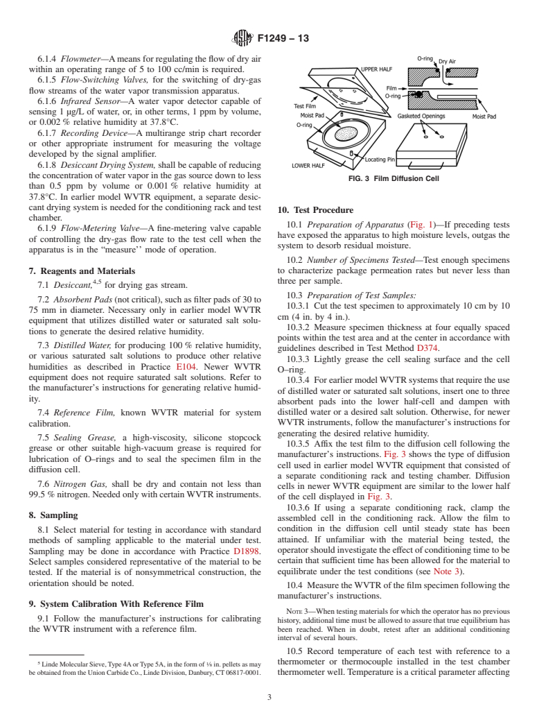 ASTM F1249-13 - Standard Test Method for  Water Vapor Transmission Rate Through Plastic Film and Sheeting   Using a Modulated Infrared Sensor