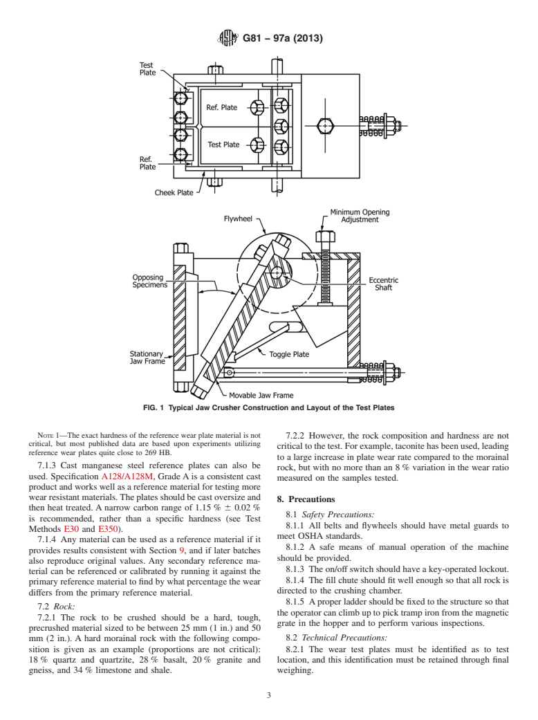 ASTM G81-97a(2013) - Standard Test Method for Jaw Crusher Gouging Abrasion Test