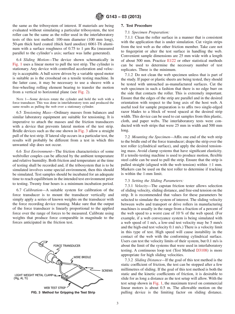 ASTM G143-03(2013) - Standard Test Method for Measurement of Web/Roller Friction Characteristics