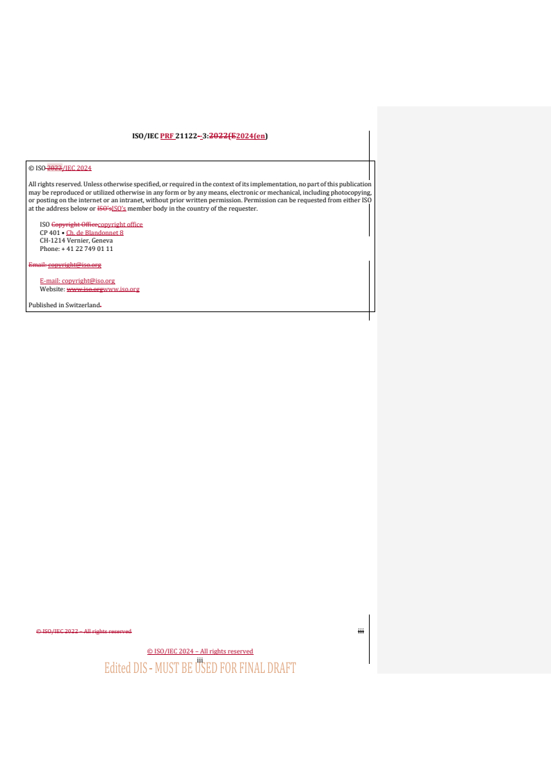 ISO/IEC PRF 21122-3 REDLINE ISO/IEC PRF 21122-3 - Information technology — JPEG XS low-latency lightweight image coding system — Part 3: Transport and container formats
Released:10. 06. 2024