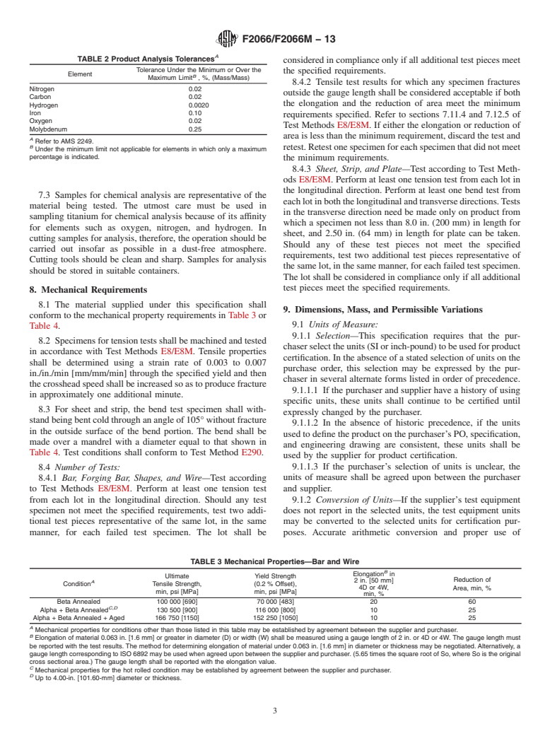 ASTM F2066/F2066M-13 - Standard Specification for Wrought Titanium-15 Molybdenum Alloy for Surgical Implant Applications (UNS R58150)