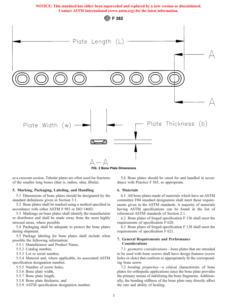 ASTM F382-99 - Standard Specification and Test Method for Metallic Bone Plates