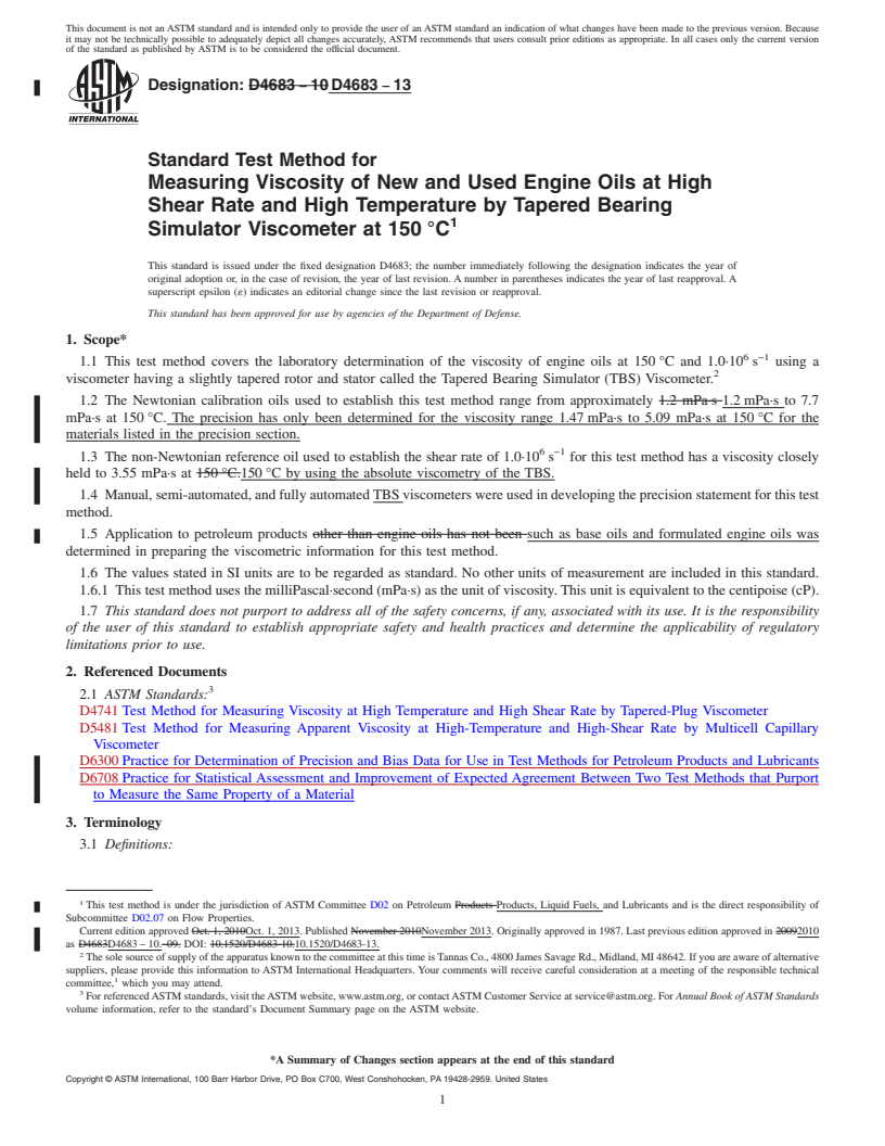 REDLINE ASTM D4683-13 - Standard Test Method for Measuring Viscosity of New and Used Engine Oils at High Shear Rate and High Temperature by Tapered Bearing Simulator Viscometer   at 150&#8201;&deg;C