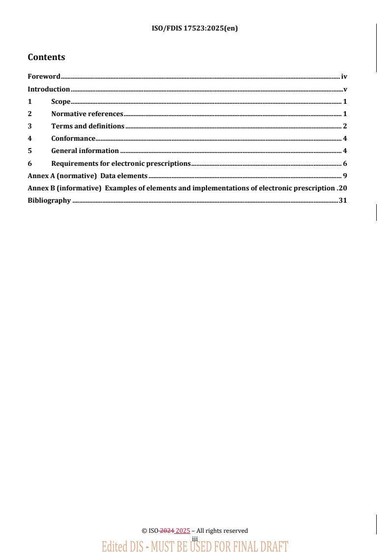 REDLINE ISO/FDIS 17523 - Health informatics — Requirements for electronic prescriptions
Released:17. 03. 2025