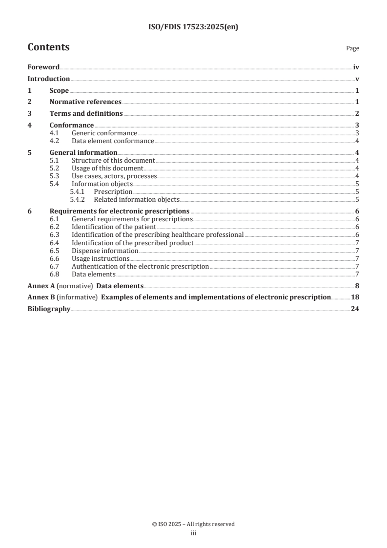 ISO/FDIS 17523 - Health informatics — Requirements for electronic prescriptions
Released:17. 03. 2025