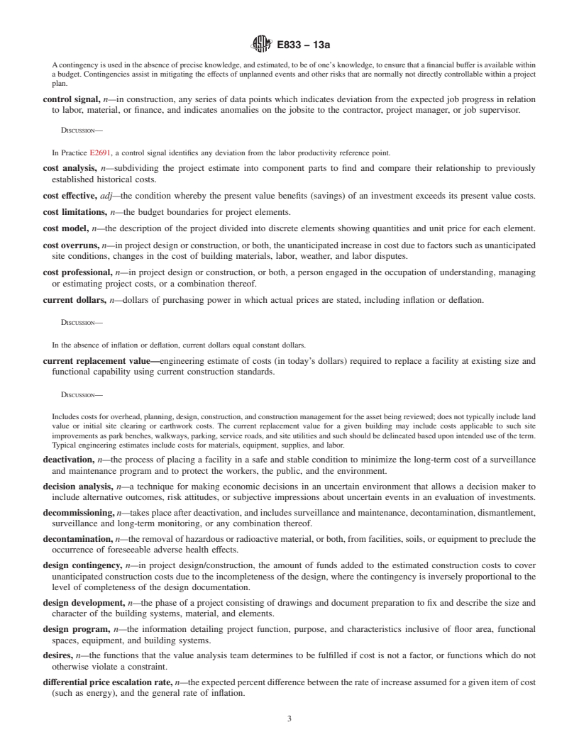REDLINE ASTM E833-13a - Standard Terminology of  Building Economics