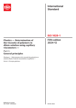ISO 1628-1:2024 - Plastics — Determination of the viscosity of polymers in dilute solution using capillary viscometers — Part 1: General principles
Released:12/2/2024 - Page 1 preview