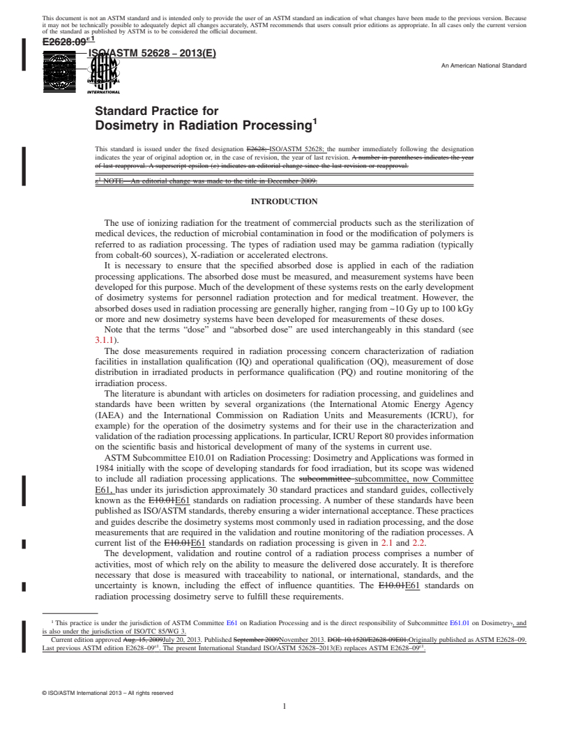 ASTM ISO/ASTM52628-13 - Standard Practice for Dosimetry in Radiation ...