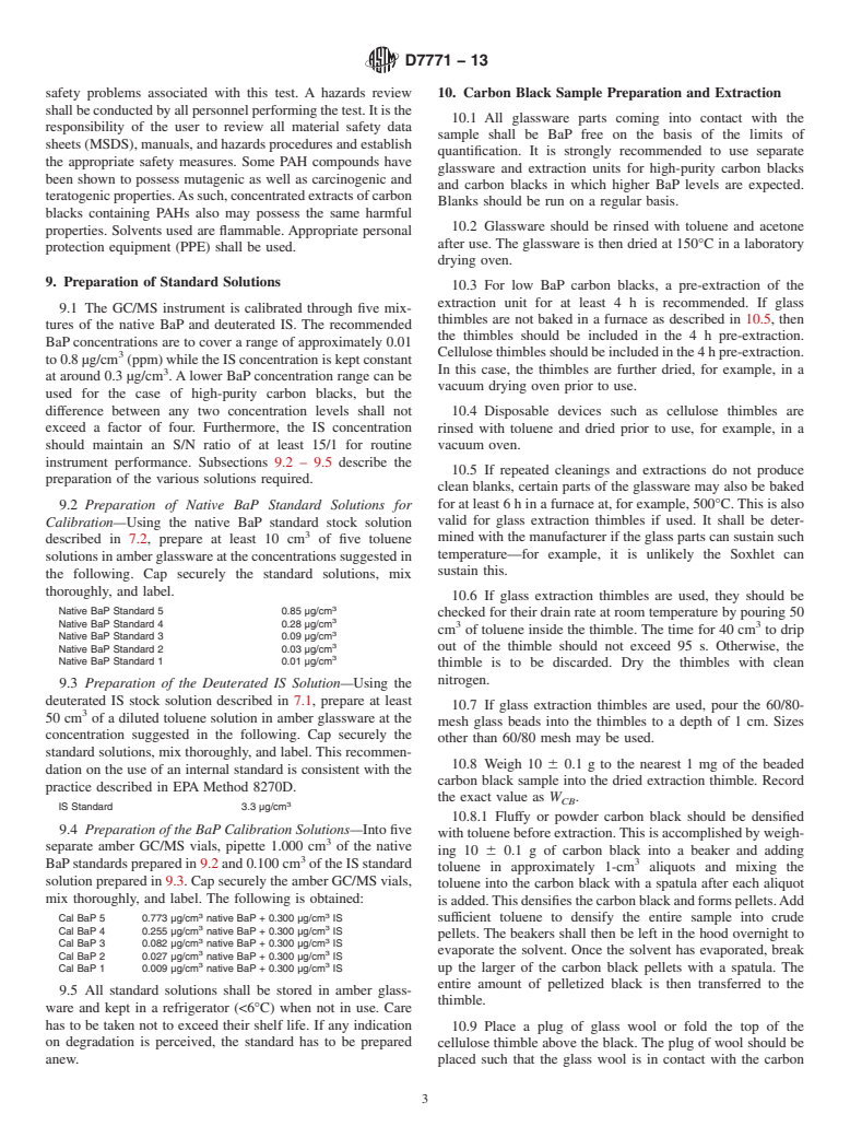 ASTM D7771-13 - Standard Test Method for  Determination of Benzo-&alpha;-Pyrene (BaP) Content in Carbon  Black