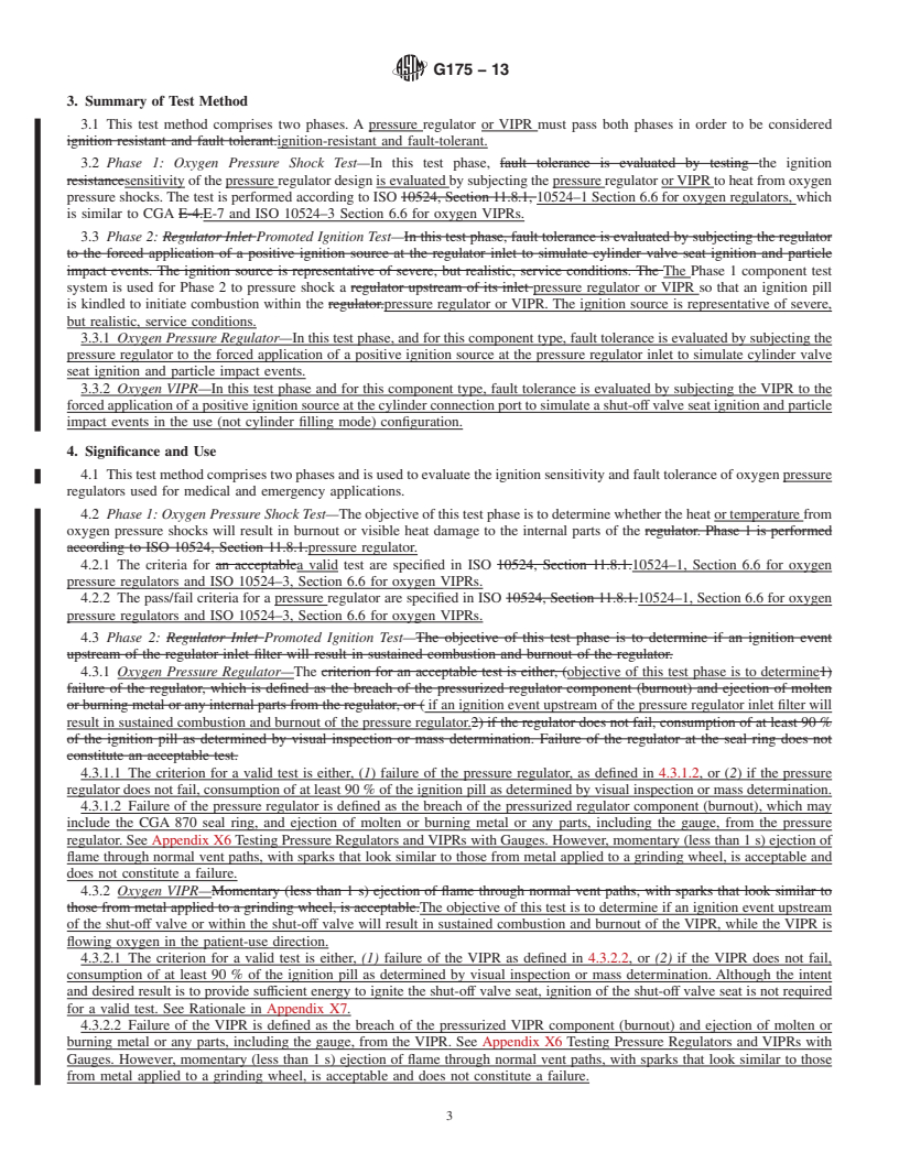 REDLINE ASTM G175-13 - Standard Test Method for  Evaluating the Ignition Sensitivity and Fault Tolerance of  Oxygen Pressure Regulators Used for Medical and Emergency Applications