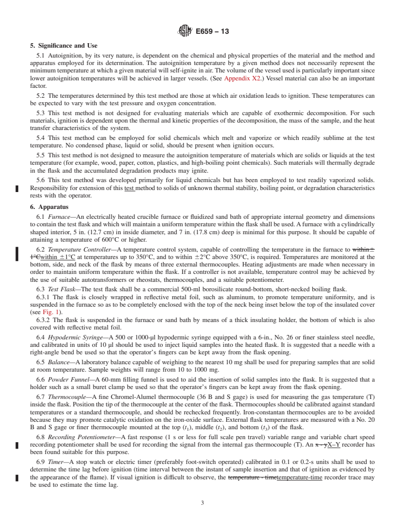 REDLINE ASTM E659-13 - Standard Test Method for  Autoignition Temperature of Liquid Chemicals