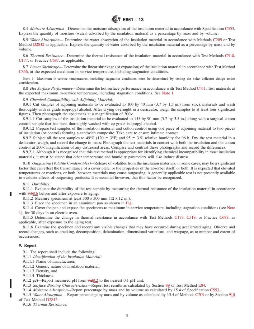 REDLINE ASTM E861-13 - Standard Practice for  Evaluating Thermal Insulation Materials for Use in Solar Collectors