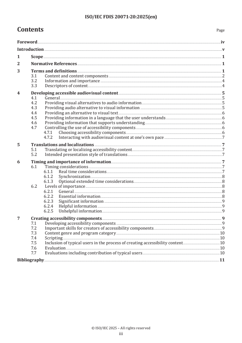 ISO/IEC FDIS 20071-20 - Information technology — User interface component accessibility — Part 20: Developing audiovisual content
Released:14. 03. 2025
