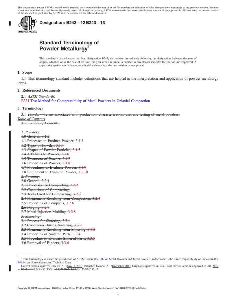 REDLINE ASTM B243-13 - Standard Terminology of  Powder Metallurgy