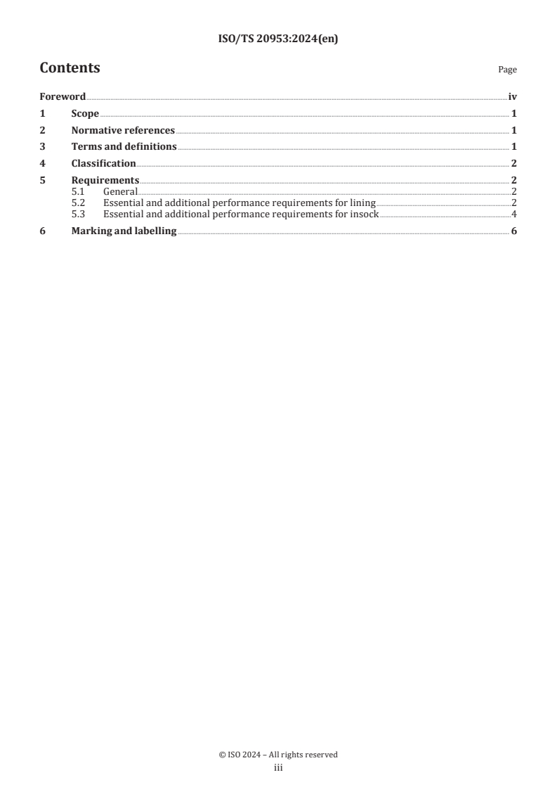 ISO/TS 20953:2024 - Footwear — Performance requirements for components for footwear — Lining and insocks
Released:11/19/2024