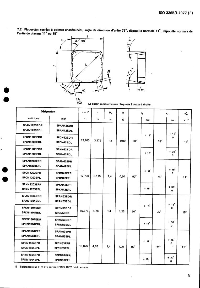 ISO 3365-1:1977 - Indexable (throwaway) carbide inserts for milling cutters — Dimensions — Part 1: Square inserts
Released:7/1/1977