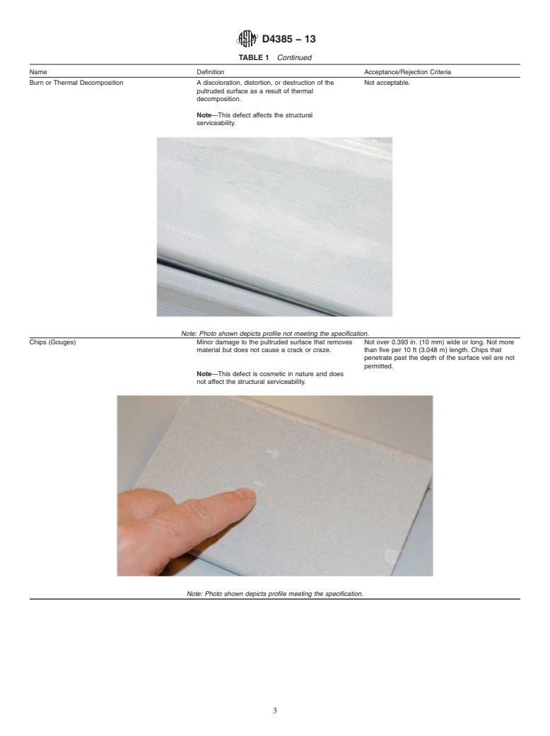 ASTM D4385-13 - Standard Practice for  Classifying Visual Defects in Thermosetting Reinforced Plastic  Pultruded Products