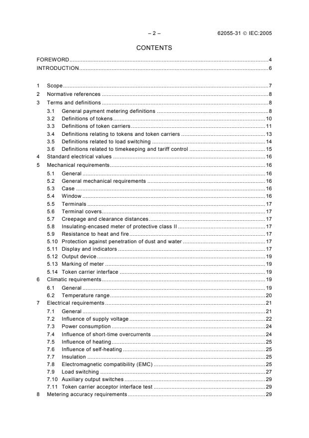IEC 62055-31:2005 IEC 62055-31:2005 - Electricity metering - Payment systems - Part 31: Particular requirements - Static payment meters for active energy (classes 1 and 2) - Page 4 preview